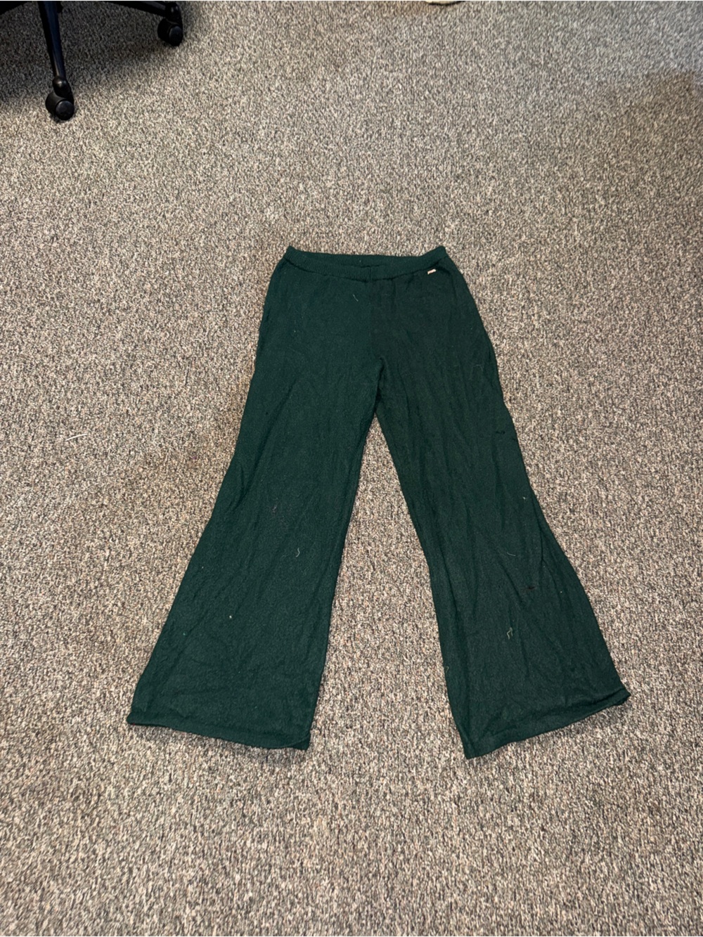 Savage Febty Wide Leg Knit Pants  - Deep Forest Green